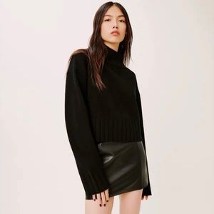 Reformation Elvezia Regenerative Wool Turtleneck Sweater Black Size S